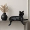 مجسمه رومیزی گربه گرافیکی سر بالا مشکی